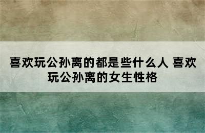 喜欢玩公孙离的都是些什么人 喜欢玩公孙离的女生性格